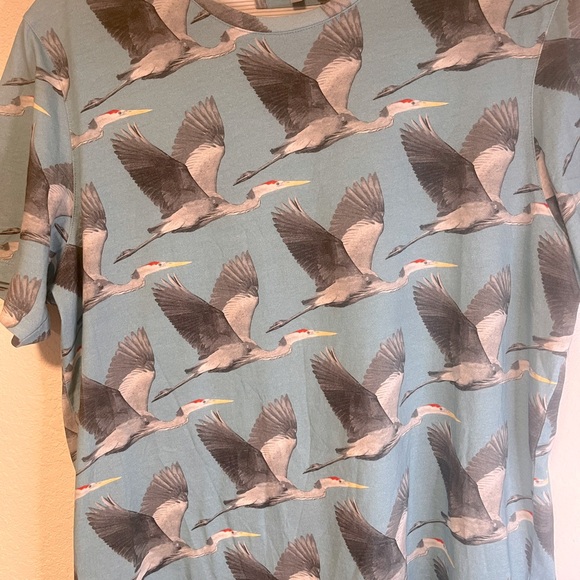 Ted Baker Men Short Sleeved Light Blue Heron Printed T-Shirts SZ 4 - Picture 8 of 10